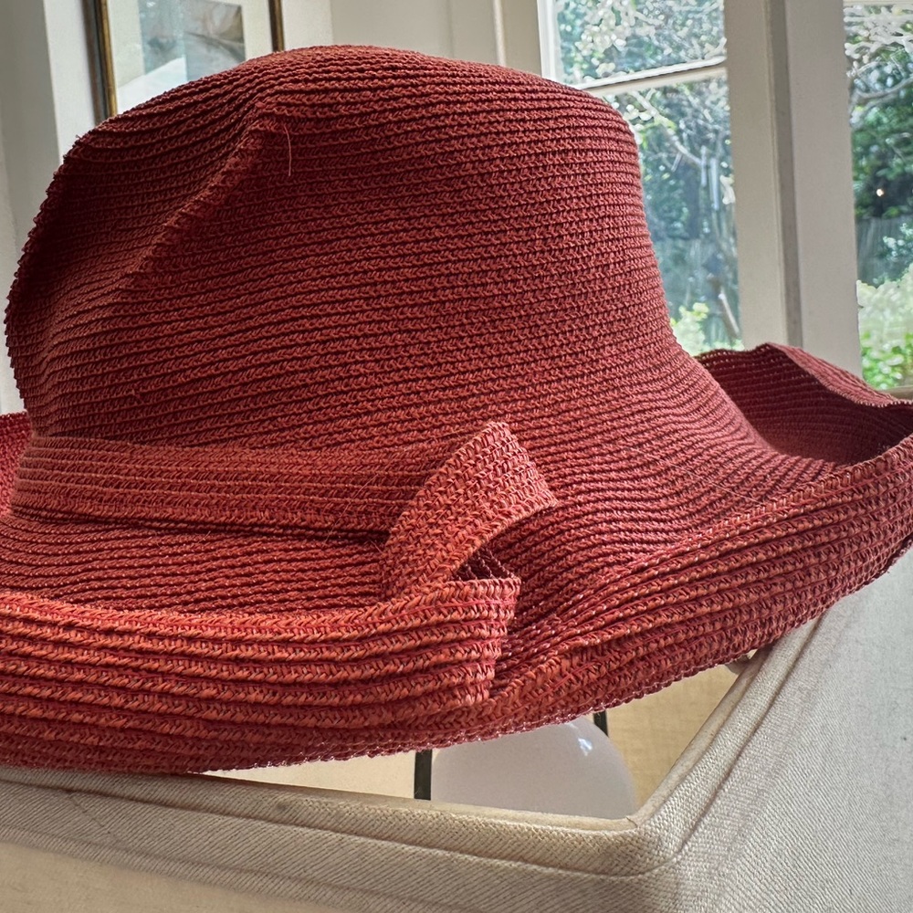 Women's Rust Red Woven Sun Hat with Knot Accent Diane Harty
